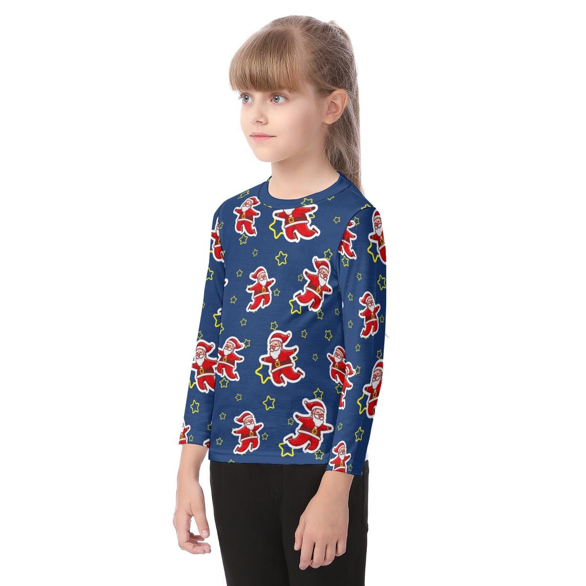 Kid's Long Sleeve Christmas T-shirt - Santa Night Time - Festive Style