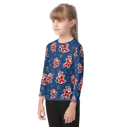 Kid's Long Sleeve Christmas T-shirt - Santa Night Time - Festive Style