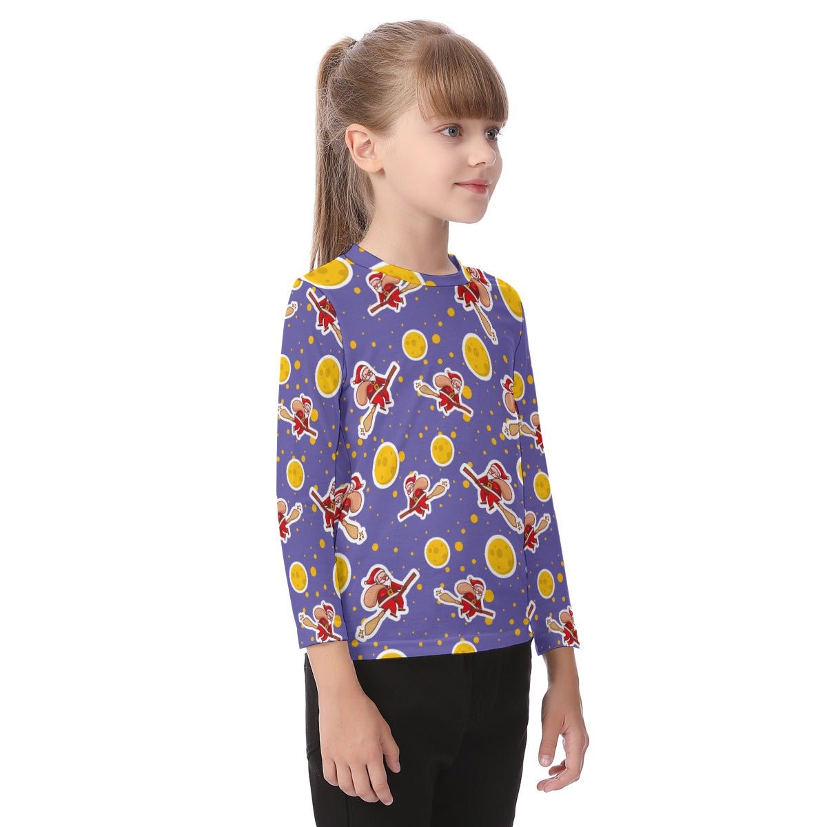 Kid's Long Sleeve Christmas T-shirt - Santa Witch - Festive Style