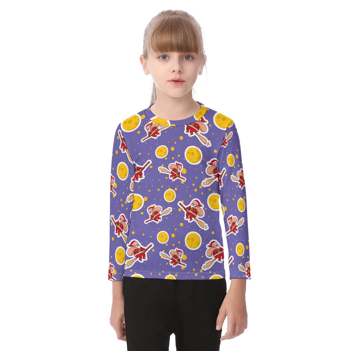 Kid's Long Sleeve Christmas T-shirt - Santa Witch - Festive Style