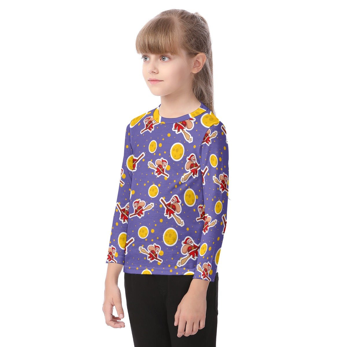 Kid's Long Sleeve Christmas T-shirt - Santa Witch - Festive Style