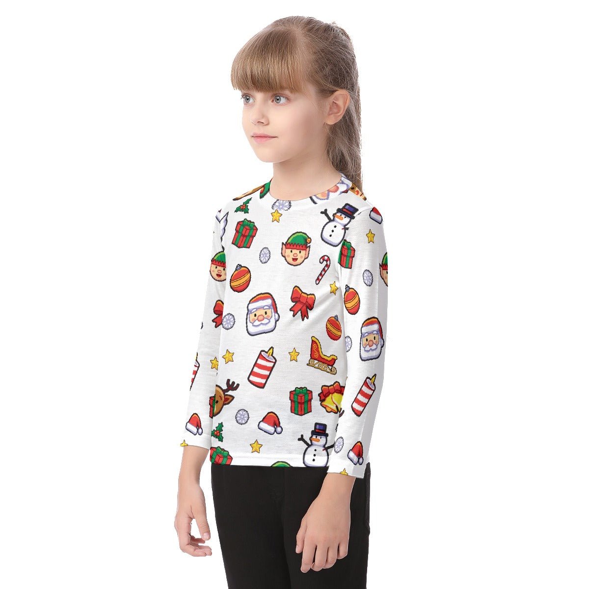 Kid's Long Sleeve Christmas T-shirt - Traditional 2 - Festive Style