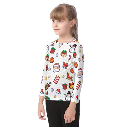 Kid's Long Sleeve Christmas T-shirt - Traditional 2 - Festive Style