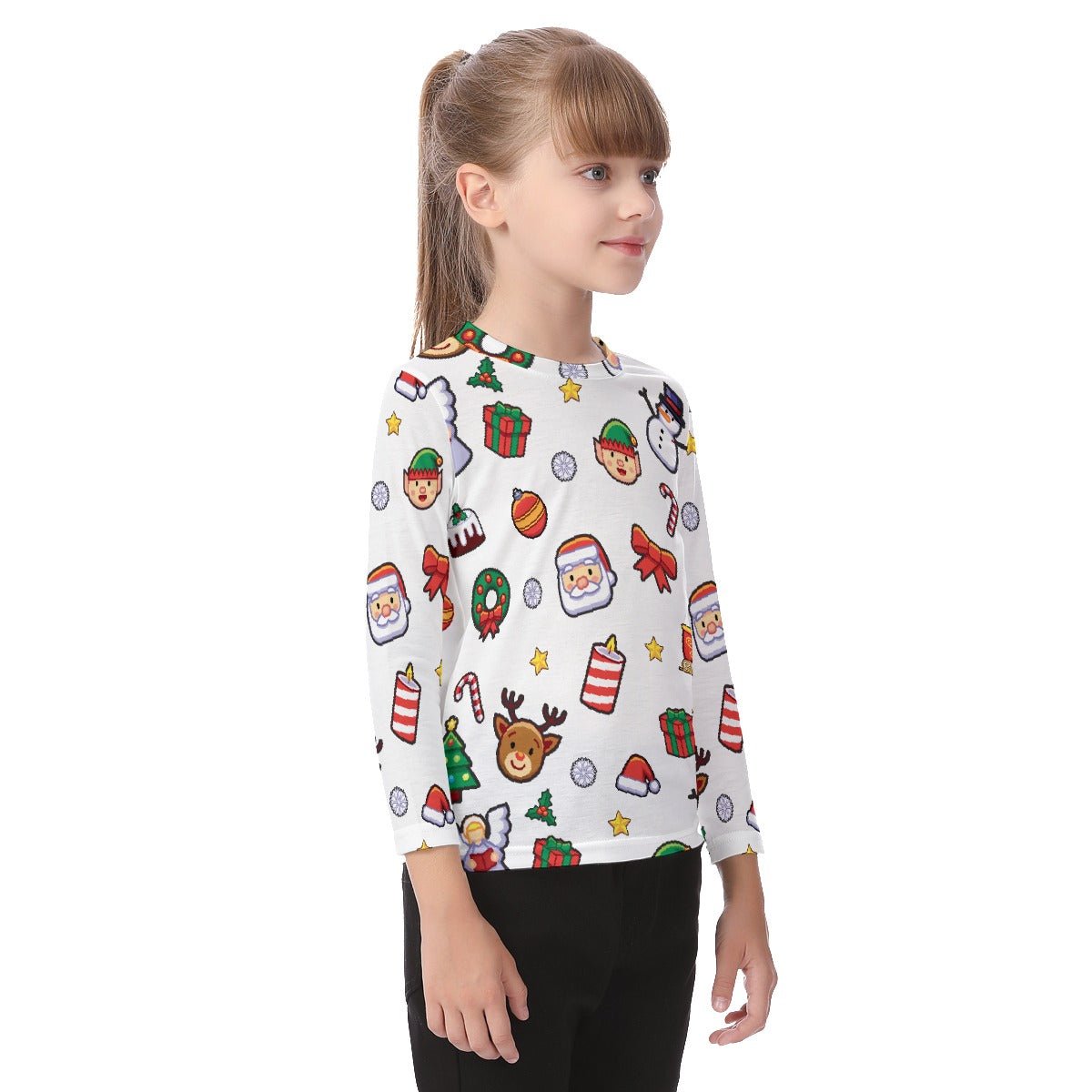 Kid's Long Sleeve Christmas T-shirt - Traditional 2 - Festive Style