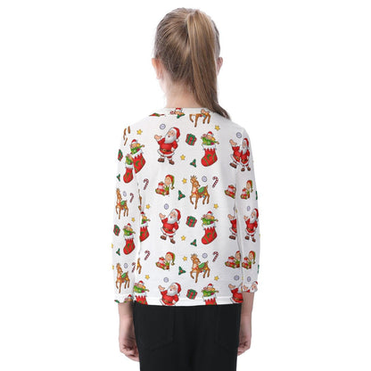 Kid's Long Sleeve Christmas T-shirt - Traditional - Festive Style