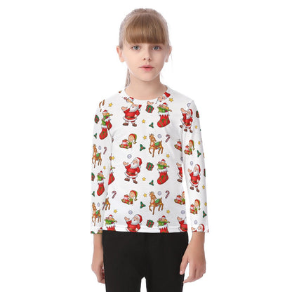 Kid's Long Sleeve Christmas T-shirt - Traditional - Festive Style