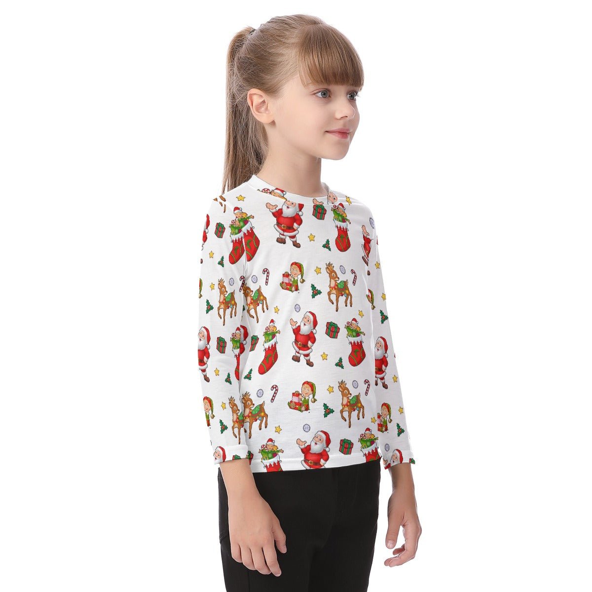 Kid's Long Sleeve Christmas T-shirt - Traditional - Festive Style