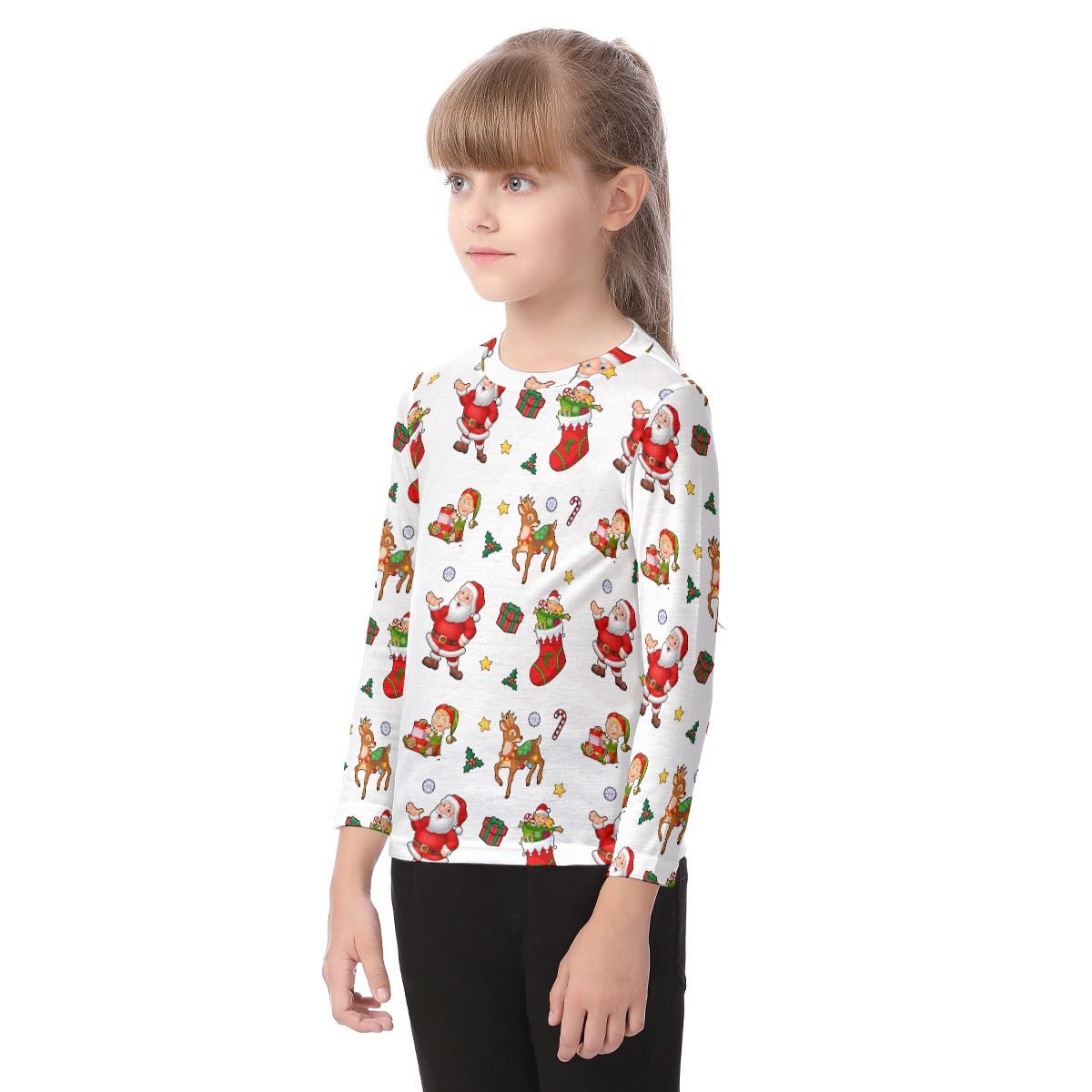 Kid's Long Sleeve Christmas T-shirt - Traditional - Festive Style