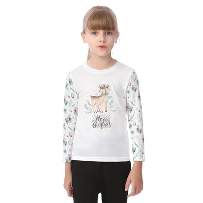 Kid's Long Sleeve Christmas T-shirt - Two Deers - Festive Style