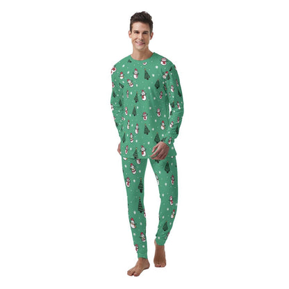 Men's Christmas Pyjamas - Green Snowman - Festive Style