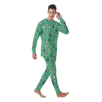 Men's Christmas Pyjamas - Green Snowman - Festive Style