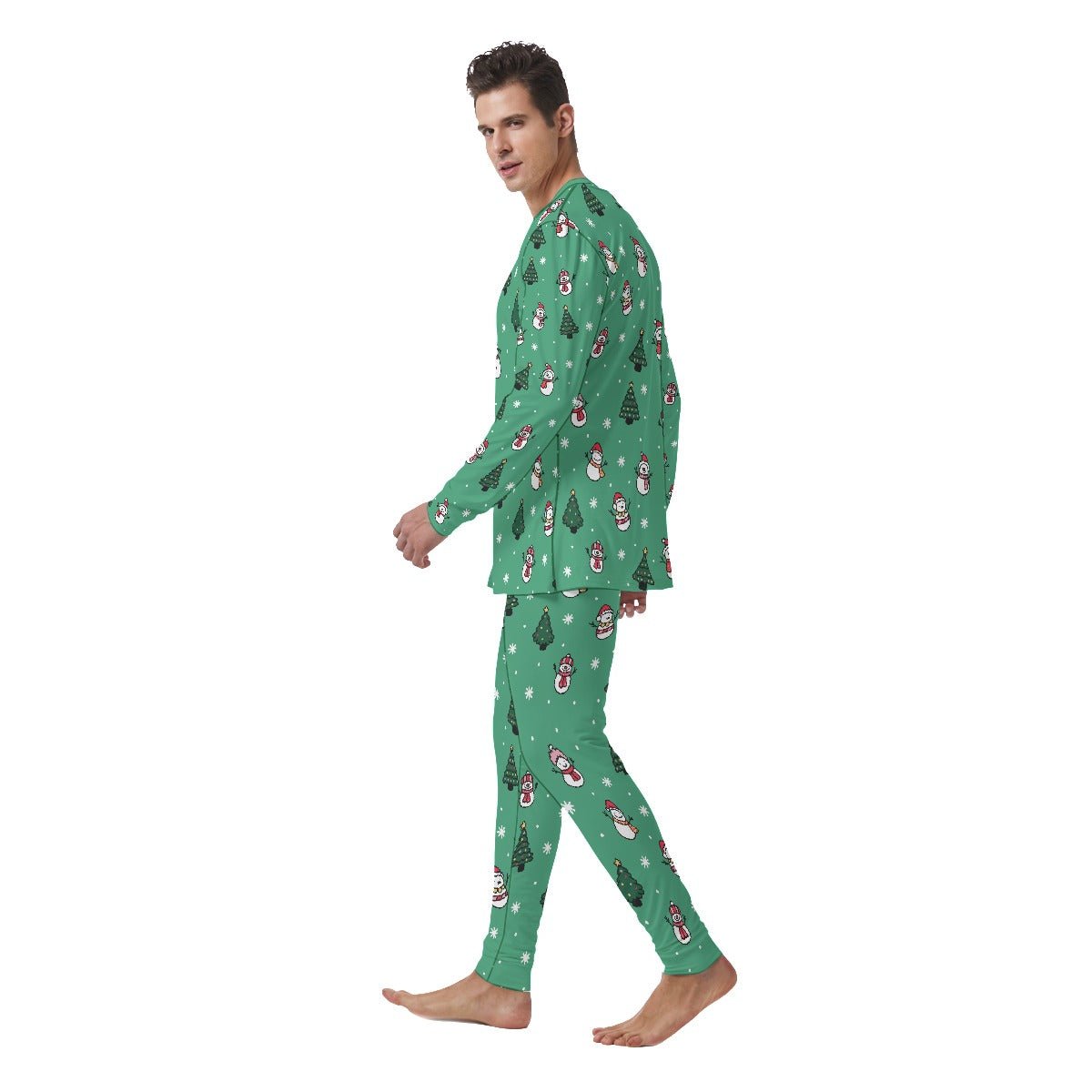 Men's Christmas Pyjamas - Green Snowman - Festive Style