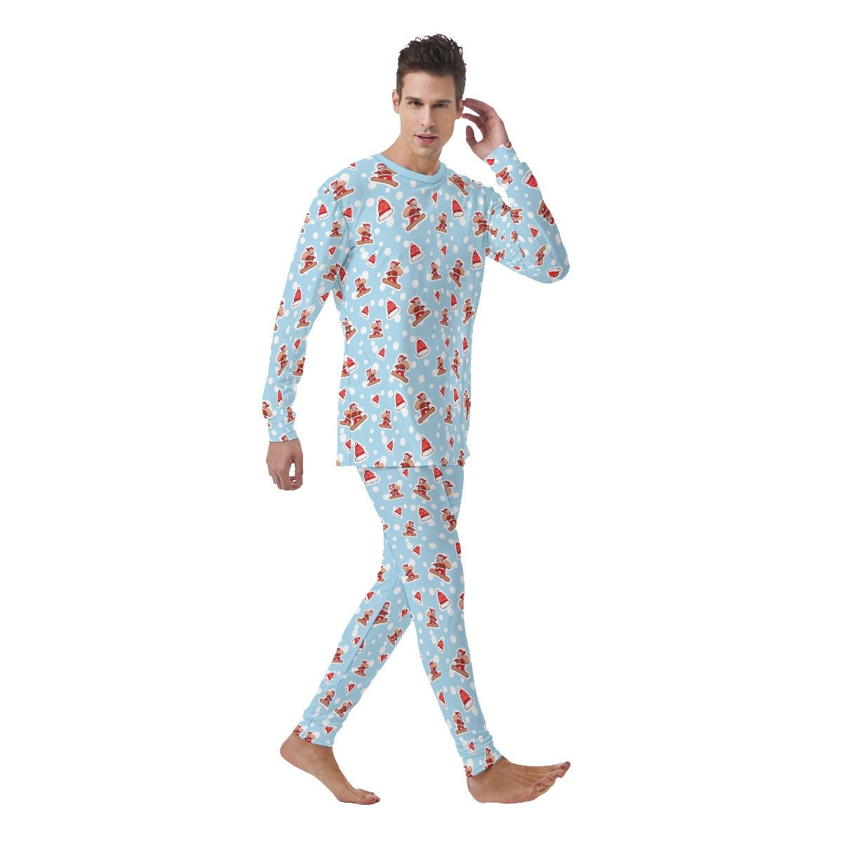 Men's Christmas Pyjamas - Santa Snowboarding - Festive Style