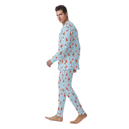 Men's Christmas Pyjamas - Santa Snowboarding - Festive Style