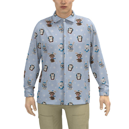 Men's Collar Christmas Shirt - Polar Blue - Festive Style