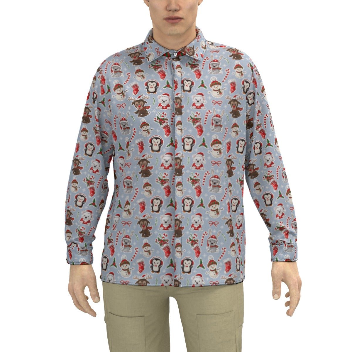 Men's Collar Christmas Shirt - Polar Kawaii - Festive Style