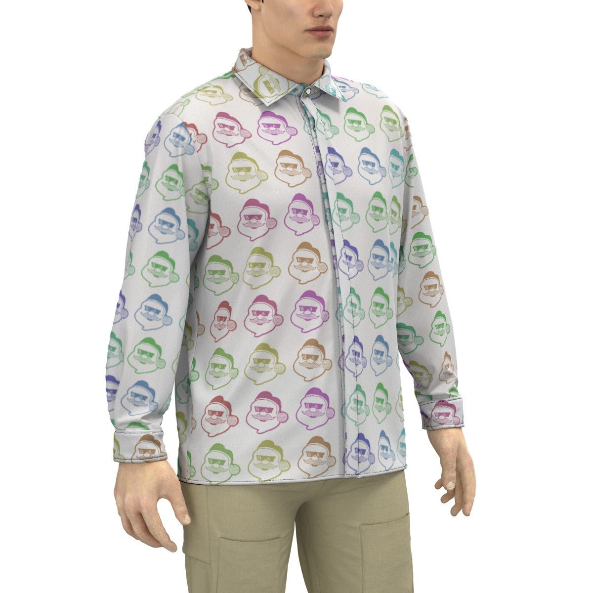 Men's Collar Christmas Shirt - Rainbow - Boss Santa - Festive Style