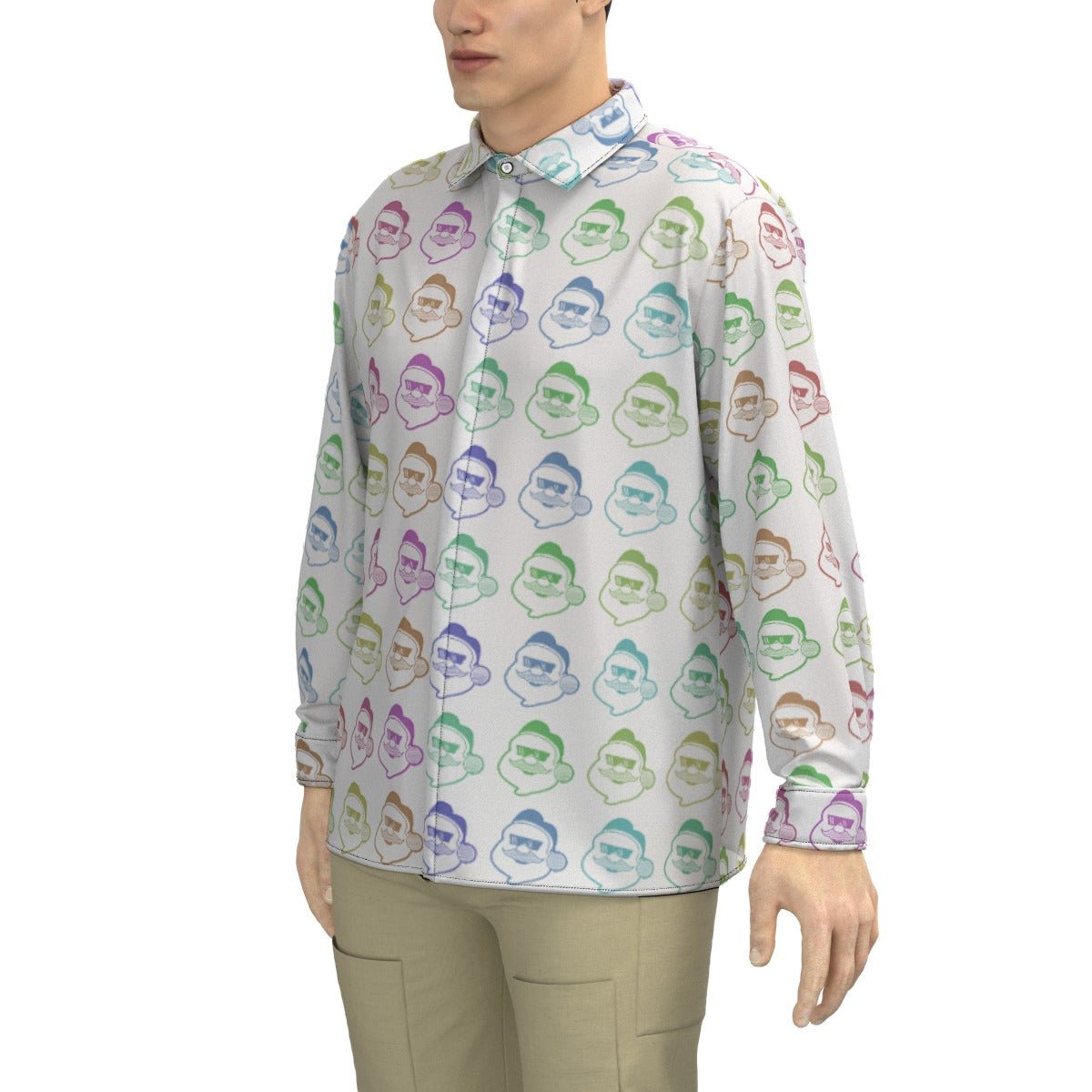 Men's Collar Christmas Shirt - Rainbow - Boss Santa - Festive Style