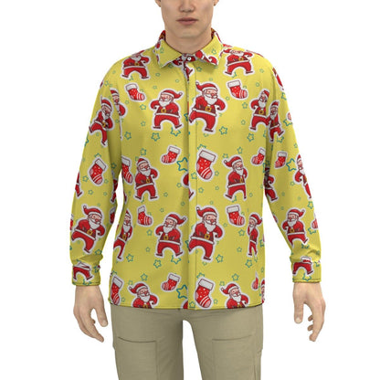 Men's Collar Christmas Shirt - Santa and Stars - Festive Style