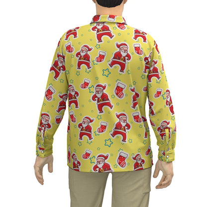 Men's Collar Christmas Shirt - Santa and Stars - Festive Style