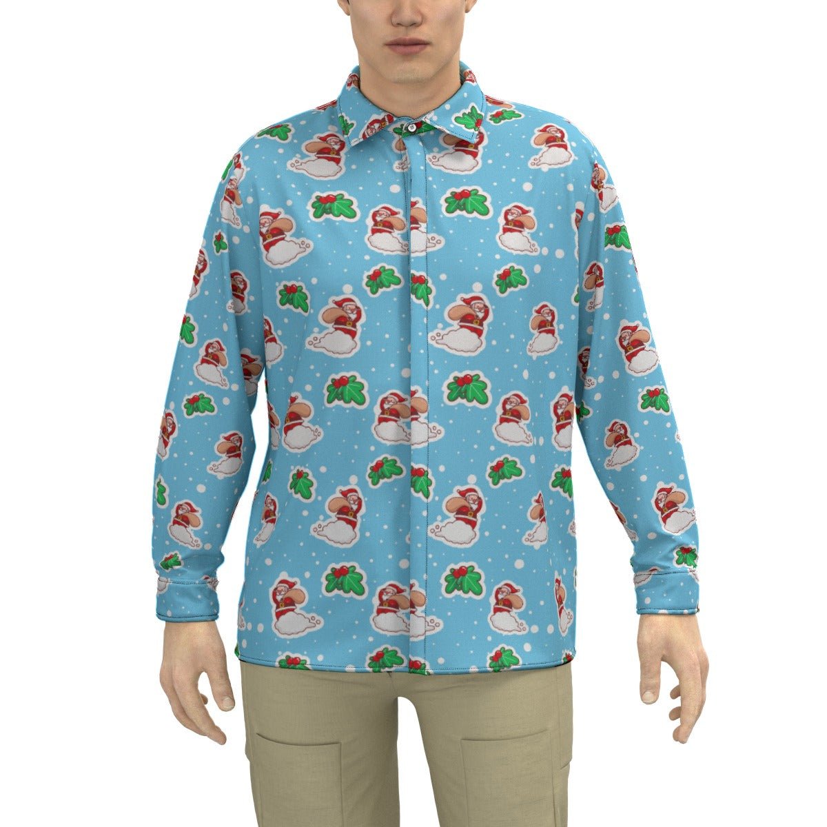 Men's Collar Christmas Shirt - Santa Cloud - Festive Style