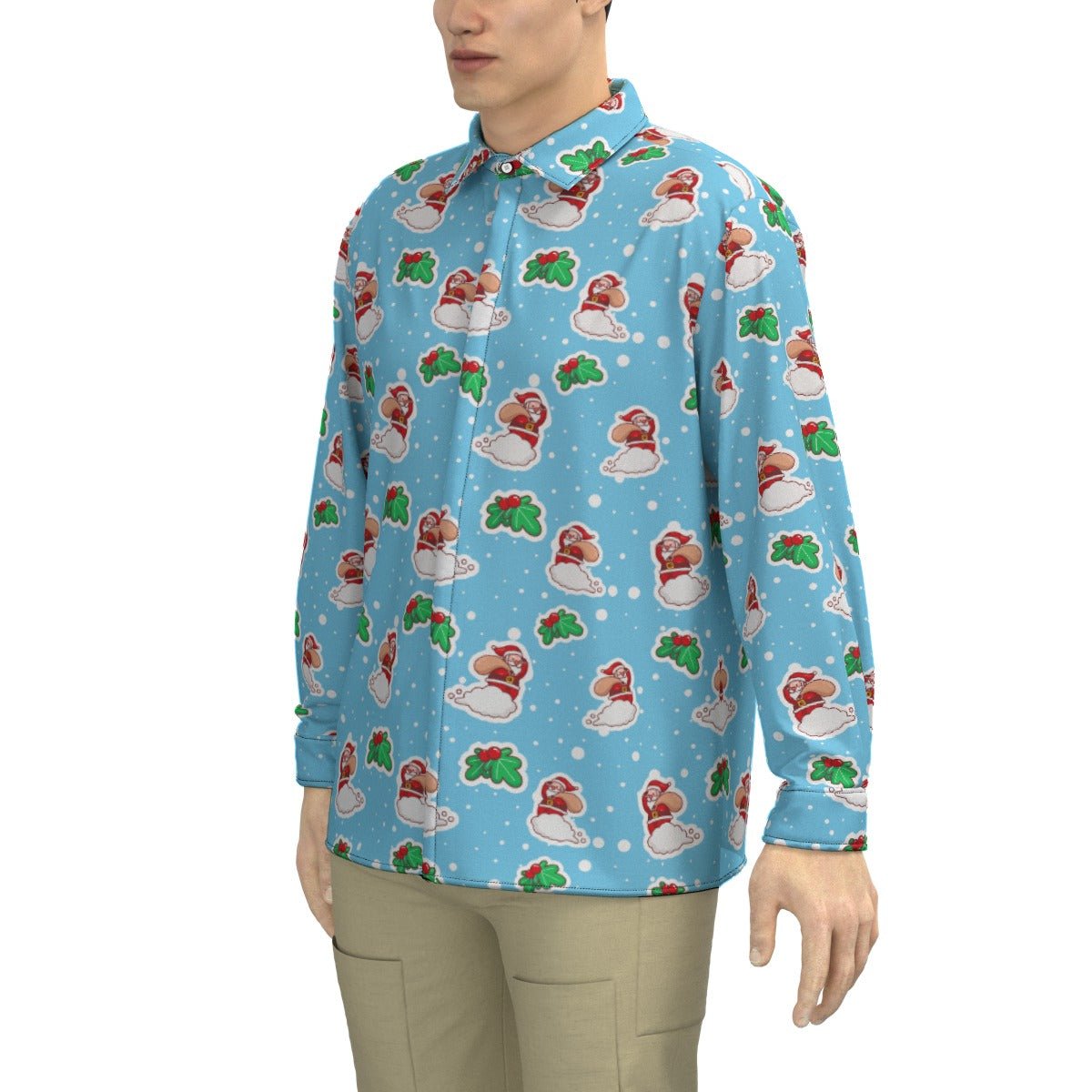 Men's Collar Christmas Shirt - Santa Cloud - Festive Style