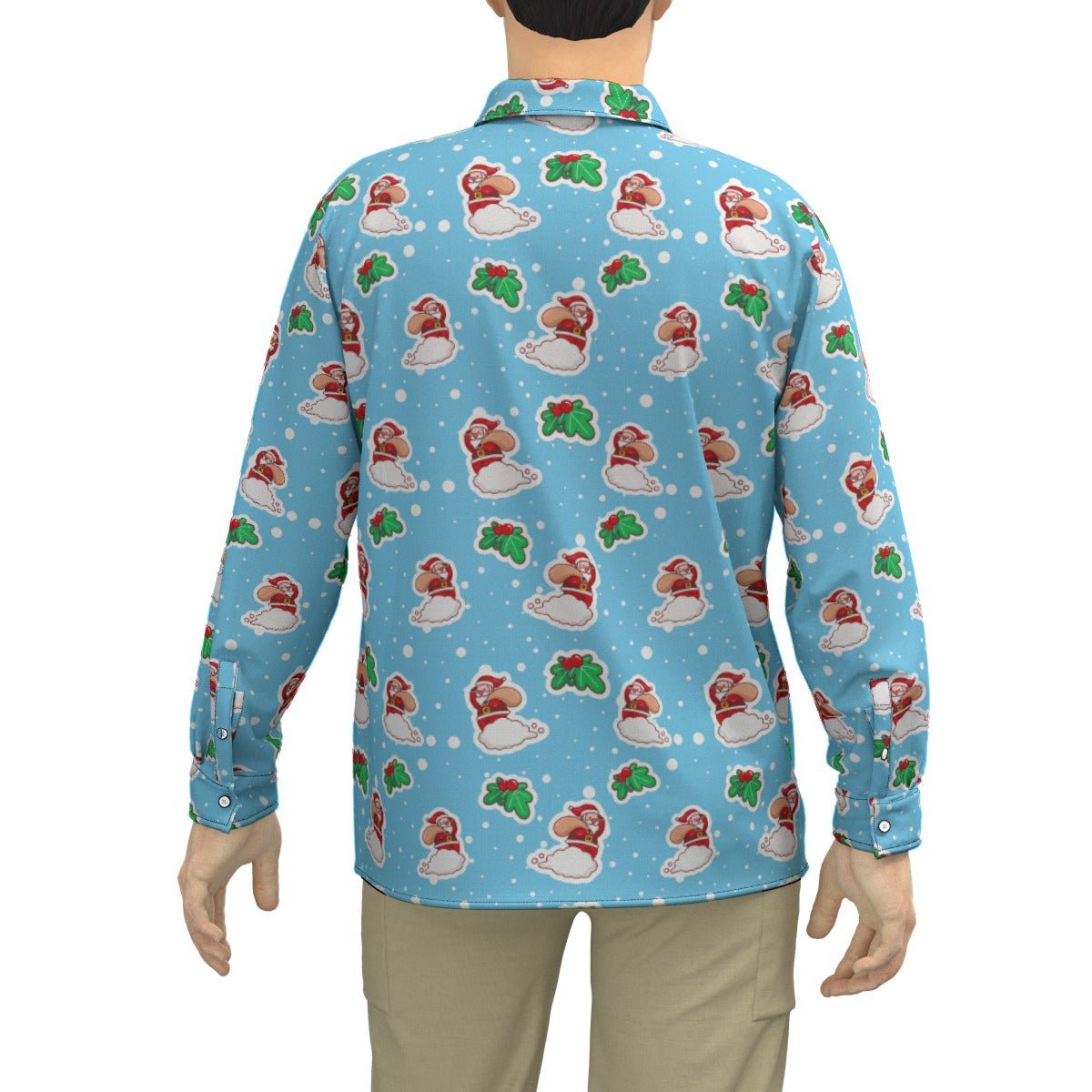 Men's Collar Christmas Shirt - Santa Cloud - Festive Style