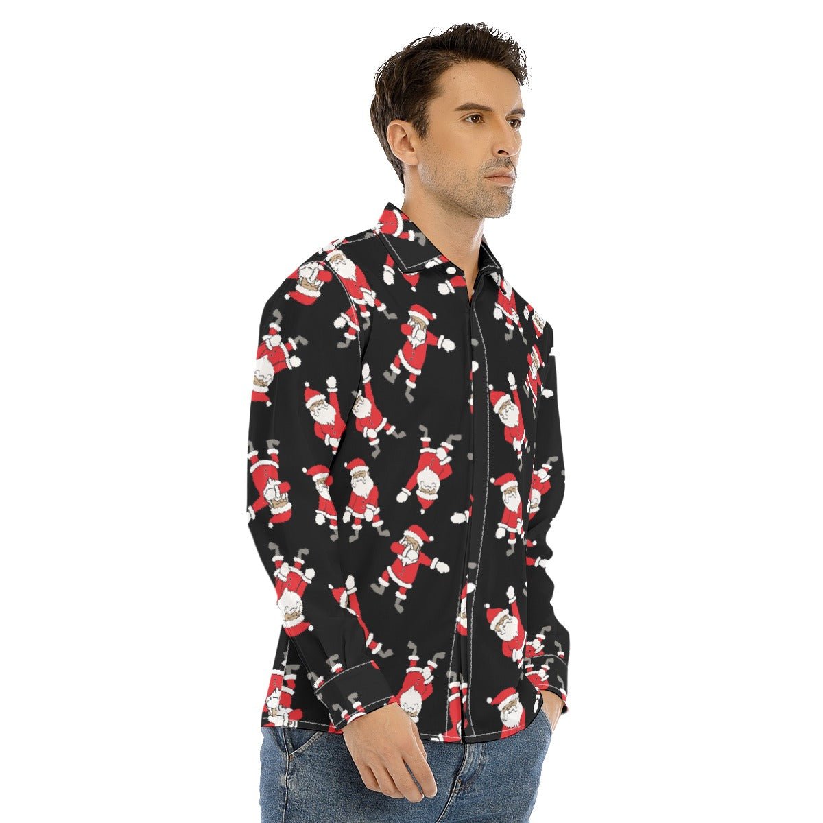 Men's Collar Christmas Shirt - Santa Dabs - Festive Style