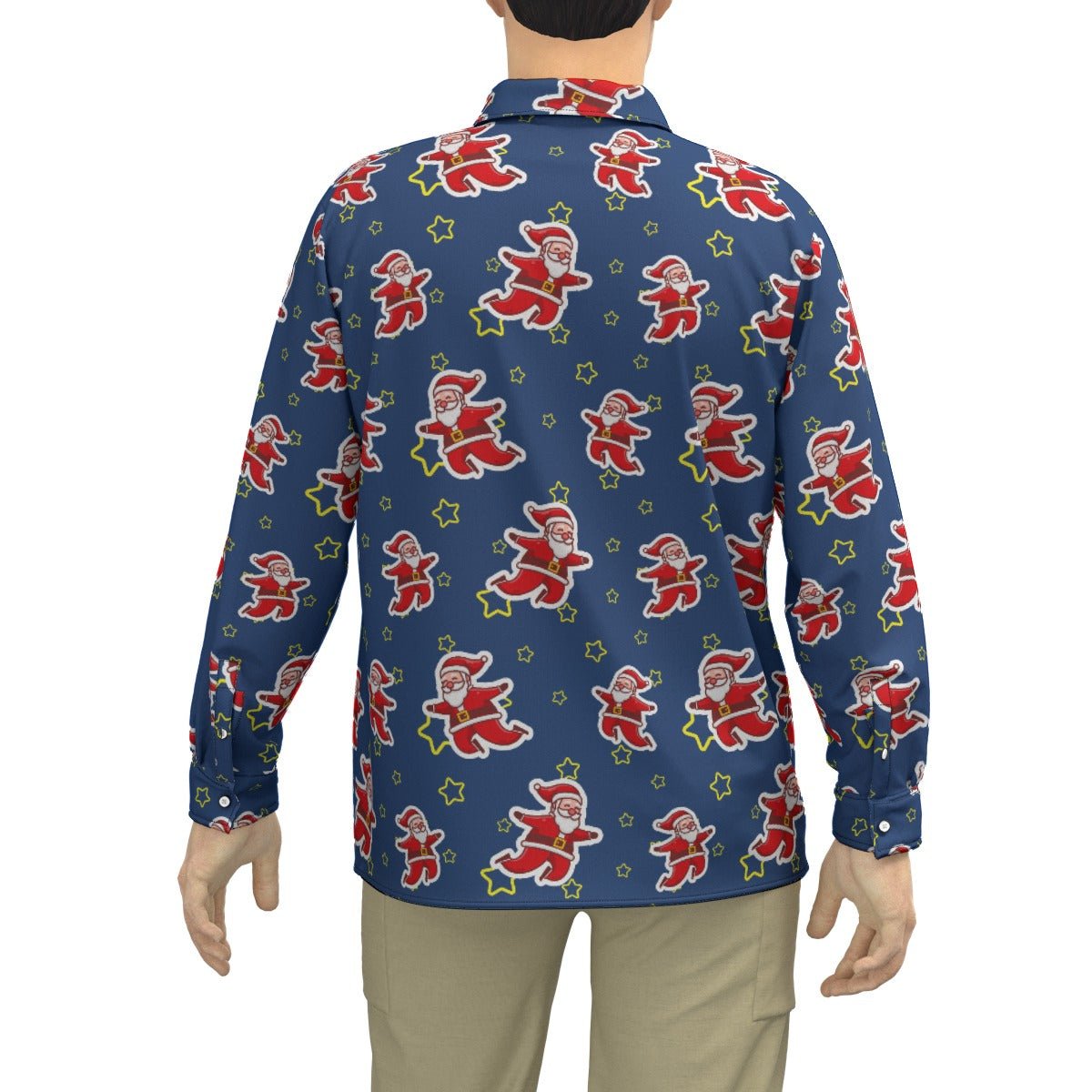 Men's Collar Christmas Shirt - Santa Night Time - Festive Style