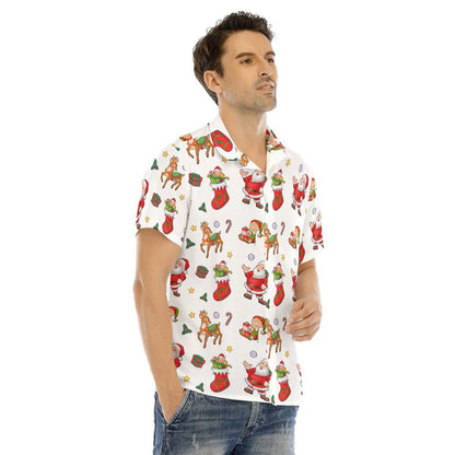 Men's Collar Short Sleeve Christmas Shirt - Traditional - Festive Style