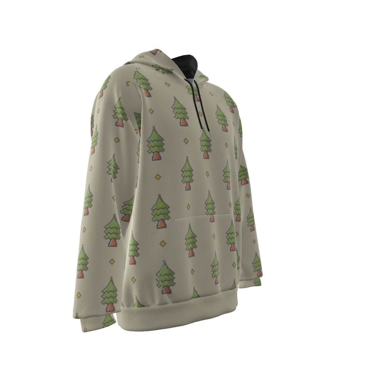 Men's Fleece Christmas Hoodie - 16-Bit Christmas Trees - Festive Style