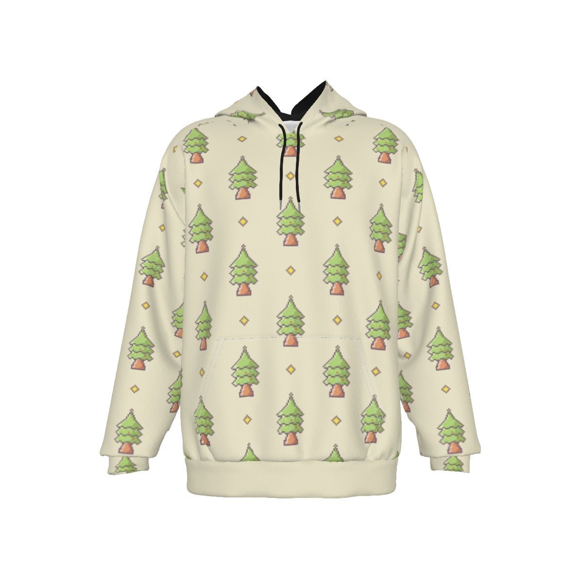 Men's Fleece Christmas Hoodie - 16-Bit Christmas Trees - Festive Style