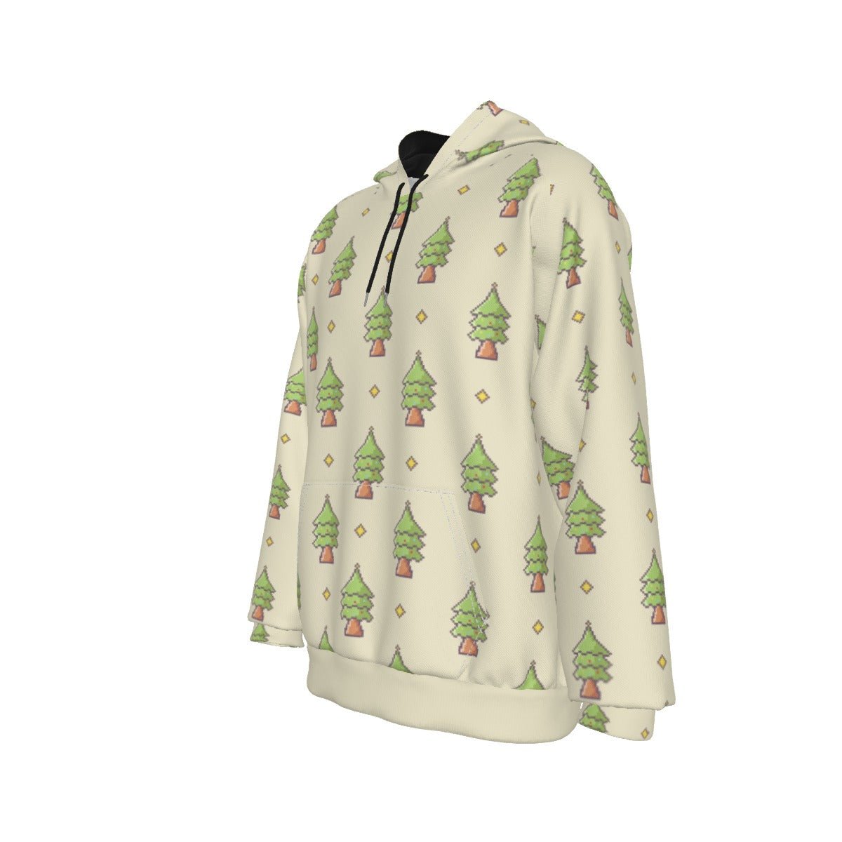 Men's Fleece Christmas Hoodie - 16-Bit Christmas Trees - Festive Style