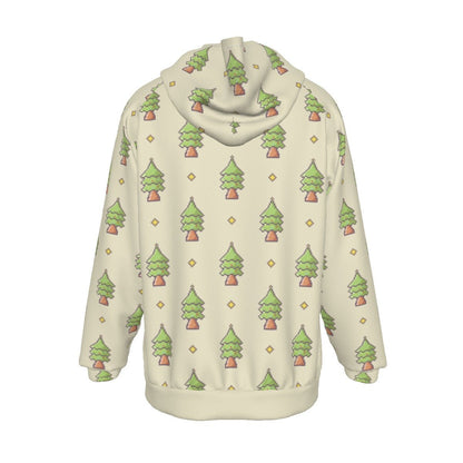 Men's Fleece Christmas Hoodie - 16-Bit Christmas Trees - Festive Style