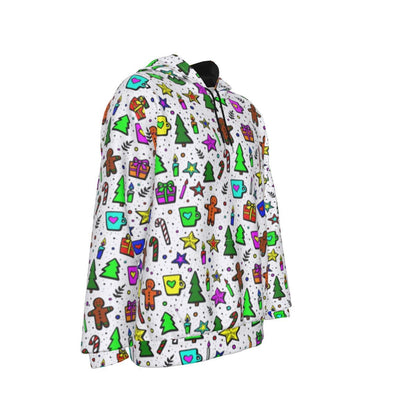 Men's Fleece Christmas Hoodie - Bright Doodle - Festive Style