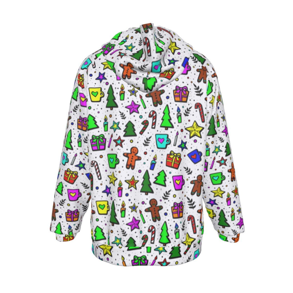 Men's Fleece Christmas Hoodie - Bright Doodle - Festive Style