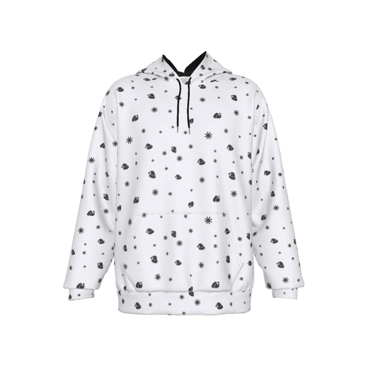 Men's Fleece Christmas Hoodie - Snowflakes and Hats - Festive Style