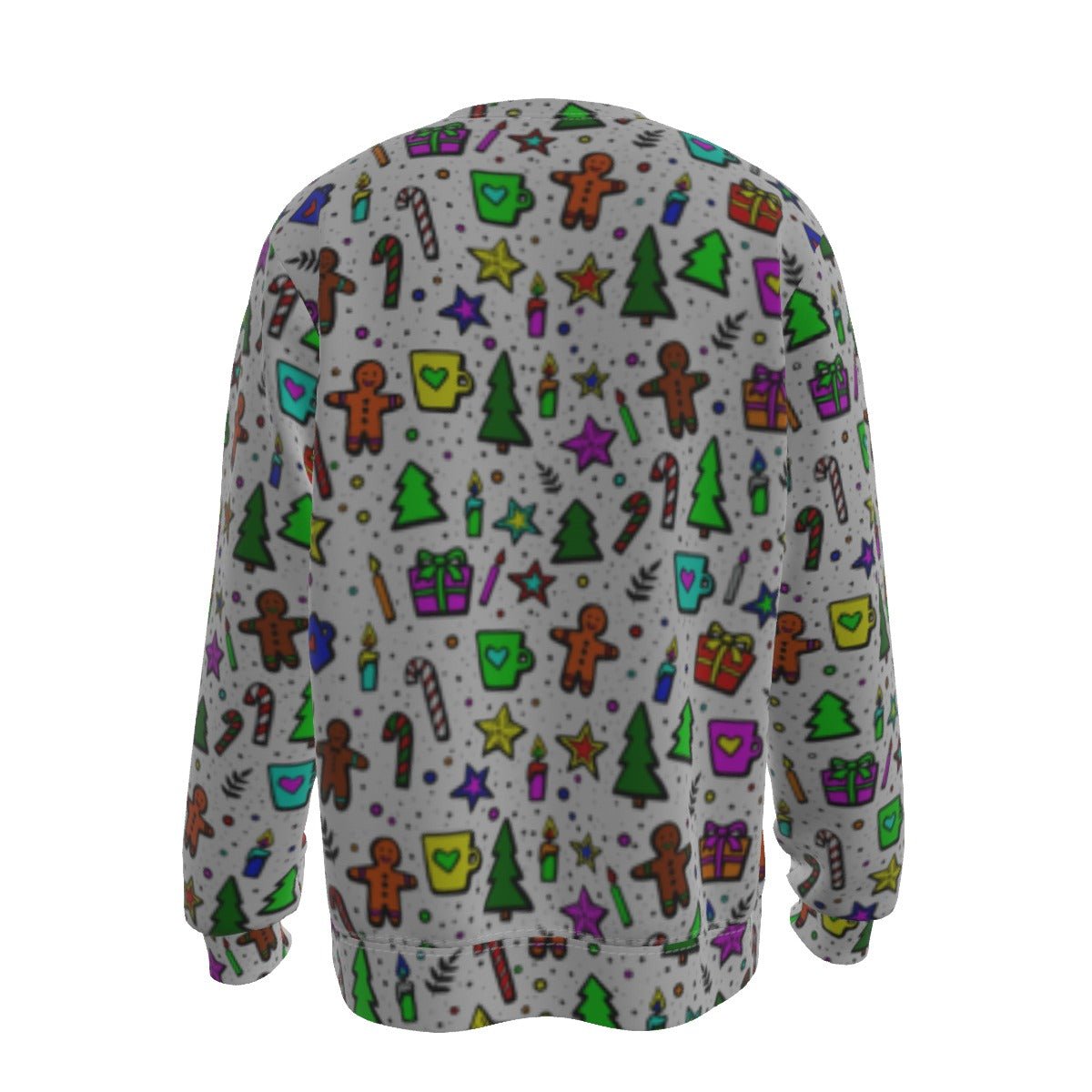Men's Fleece Christmas Sweatshirt- Bright Doodle - Festive Style