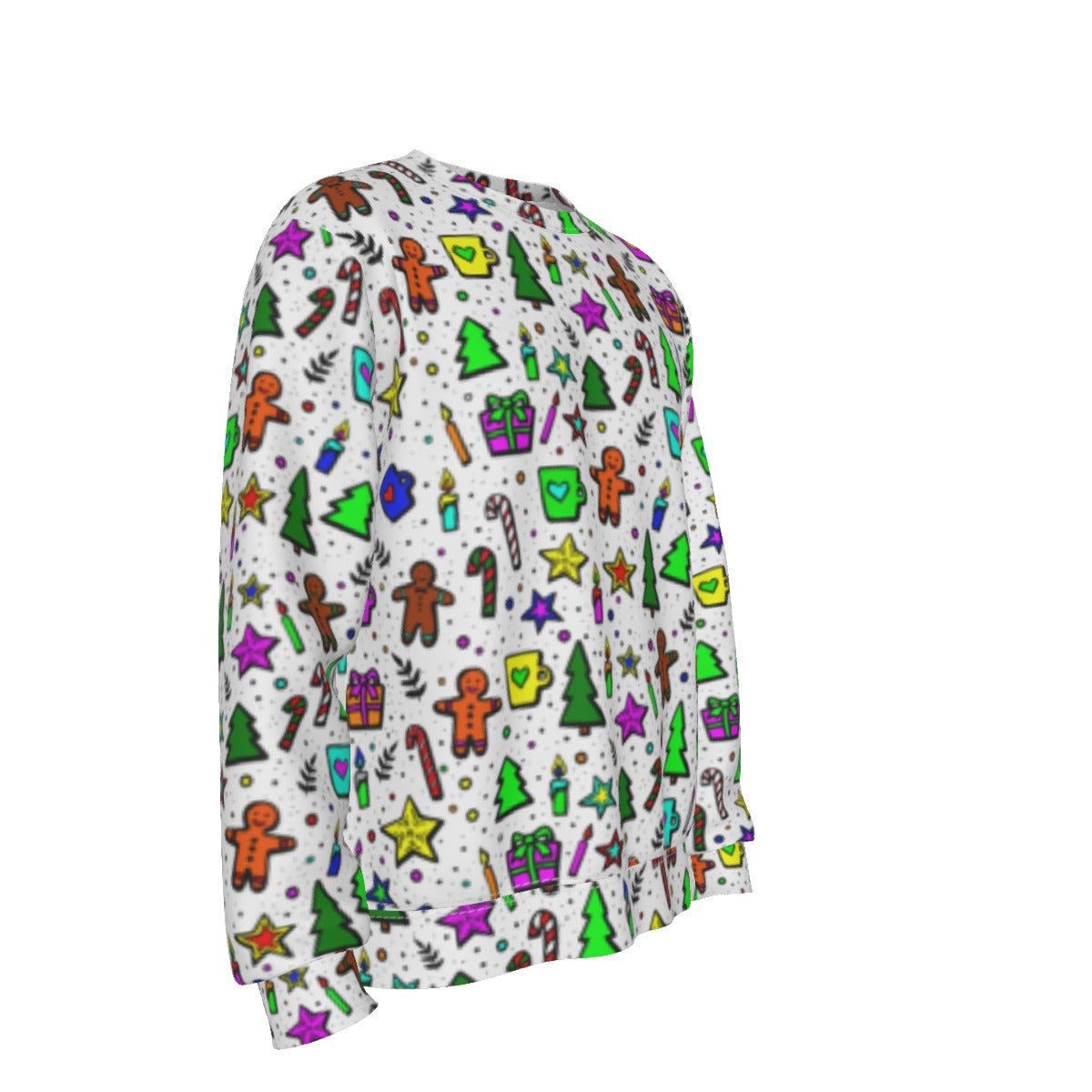 Men's Fleece Christmas Sweatshirt- Bright Doodle - Festive Style