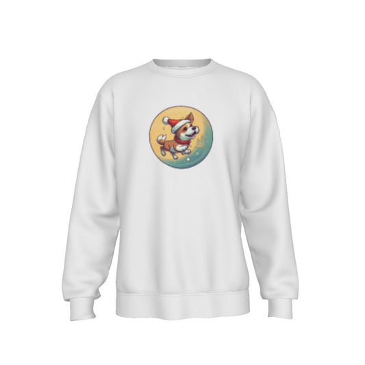 Men's Fleece Christmas Sweatshirt - Dog and Moon - Festive Style