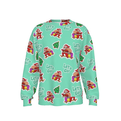 Men's Fleece Christmas Sweatshirt- Green "Let's Go" - Festive Style