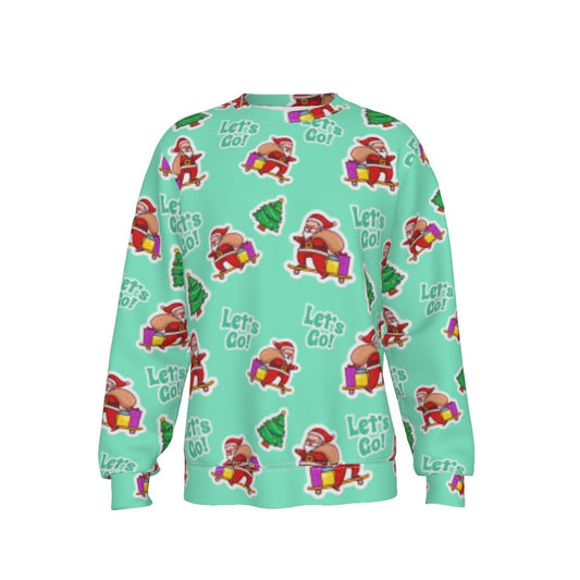 Men's Fleece Christmas Sweatshirt- Green "Let's Go" - Festive Style