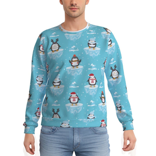 Men's Fleece Christmas Sweatshirt - Icy Penguins Men's Heavy Fleece Sweatshirt - Festive Style