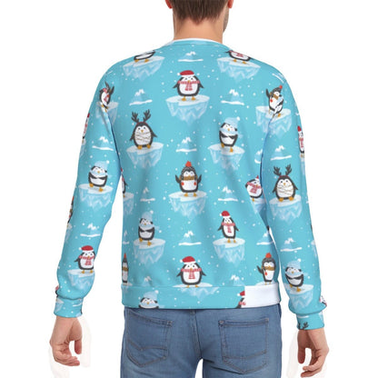 Men's Fleece Christmas Sweatshirt - Icy Penguins Men's Heavy Fleece Sweatshirt - Festive Style