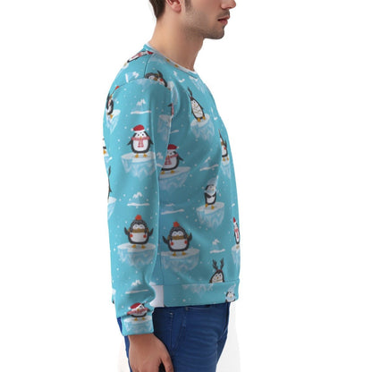Men's Fleece Christmas Sweatshirt - Icy Penguins Men's Heavy Fleece Sweatshirt - Festive Style