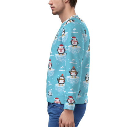Men's Fleece Christmas Sweatshirt - Icy Penguins Men's Heavy Fleece Sweatshirt - Festive Style