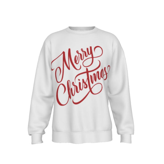 Men's Fleece Christmas Sweatshirt- Merry Christmas - White - Festive Style