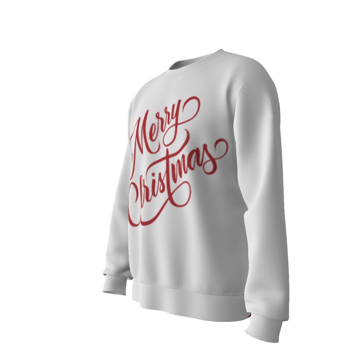 Men's Fleece Christmas Sweatshirt- Merry Christmas - White - Festive Style