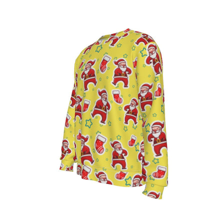 Men's Fleece Christmas Sweatshirt- Santa and Stars - Festive Style