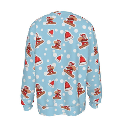 Men's Fleece Christmas Sweatshirt- Santa Snowboarding - Festive Style